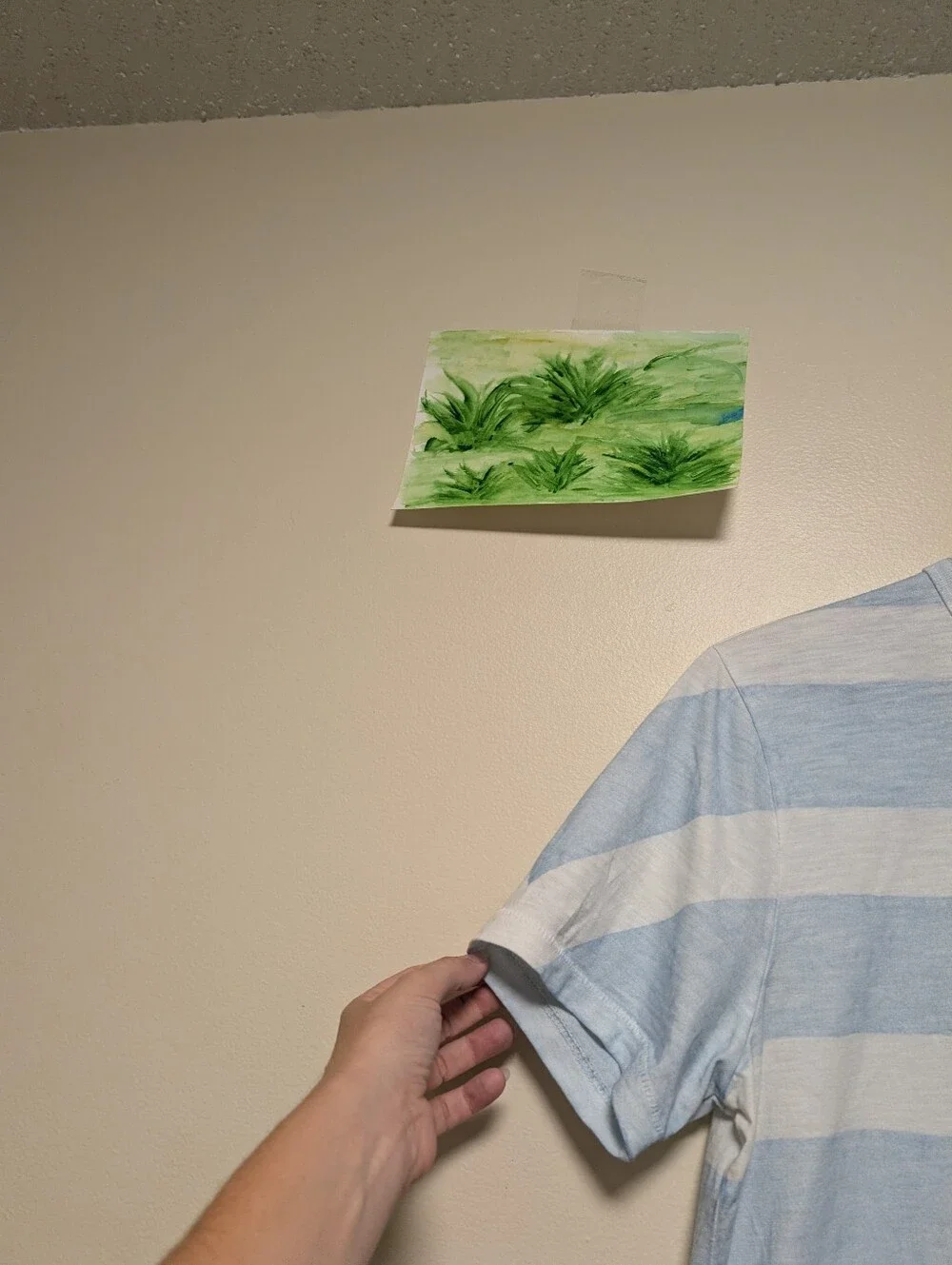 J.Crew Garment Dyed Men's M Blue White Striped Pocket T-Shirt 100% Cotton